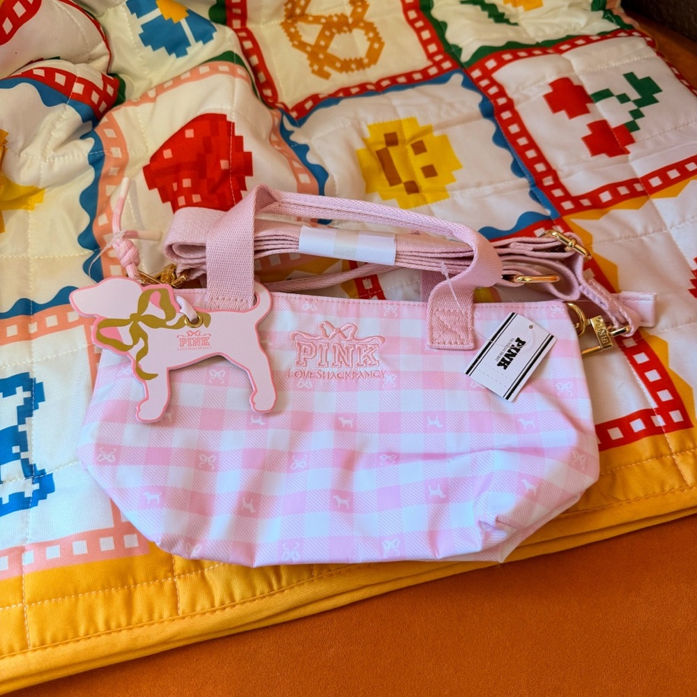 LoveShackFancy x VS Pink - Mini Crossbody Tote, Pink Gingham